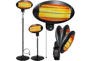 KESSER® Calefactor radiante 2000 vatios ✓ Infrarrojos ✓ de pie ✓ de patio ✓ Terraza ✓ Calefactor radiante ✓ Regulable en altura ✓