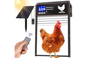 Yoarmyt Porte Automatique Poulailler Solaire【Intelligent et Durable】 Porte pour Poulailler avec Écran LCD Étanche, Anti-Clip, Porte de Poulailler Automatique avec Induction Lumineuse, Minuterie