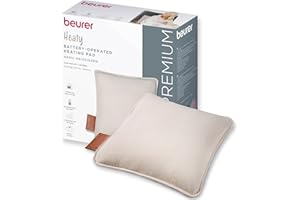 ‎BEURER Beurer Heaty Heizkissen, kabelloses Heizkissen mit Akku, Wärmekissen mit Abschaltautomatik und 3 Temperaturstufen, mit Schnellheizung, weicher Cordstoff, cashmere-creme/weiß