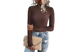 Zeagoo Jersey De Punto De Manga Larga para Mujer Jersey De Color Sólido Slim Fit Jersey Informal Liviano Tops Cuello Alto Tops Elásticos Camisas De Punto S-XXL