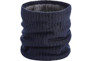 GOODSALEOK Hombre Invierno Bufanda Tubular Bufanda Mujer con Doble Cara de Punto y Forro Felpado Cold Weather Calentador de Cuello Engrosado y Elástico
