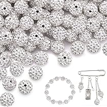 120 Pcs Perle Ronde Strass Clay Beads 10mm, Perles De Strass Perles D