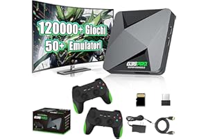 QISHENKOLA G36 Pro Console per videogiochi retrò,120000+ giochi,50+ emulatori,console EmuELEC 4.3+Android 9.0 con doppio sistema,con 2 controller wireless a 2,4 GHz,console per videogiochi HD plug&play (256G)