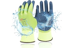 DS Safety Rękawice robocze dla mężczyzn i kobiet – wodoodporne rękawice ogrodowe z piankowym lateksem i powłoką gumową (1 para, zielone), rozmiar 8/M