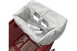 COZYIN BABY 2-in-1 Baby Shopping Trolley Cart Cover and High Chair Seat Cushion with Mini Portable Carry Bag (Grey Chevron)