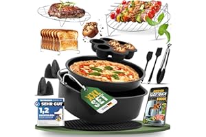 KNUSPERLIEBE® Zestaw akcesoriów XXL do frytkownicy na gorące powietrze, 18-częściowy zestaw akcesoriów do Airfryer, COSORI 5,5L, Philips 7,3L, Tefal, Cecotec 5,5L, 6L, Princess, 23 cm – z e-bookiem i
