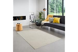 ‎CARPET STUDIO Carpet Studio Santa Fe Teppich Crème, Teppich Wohnzimmer 115x170 cm, Kurzflor Teppiche, Wohnzimmerteppich, Teppich Schlafzimmer