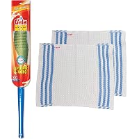 Gala No Dust Broom with 2 Microfiber Floor Cleaning Cloth(Pocha) Combo (Multipurpose Floor Cleaning Set)