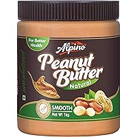 Alpino Natural Peanut Butter Smooth 1 KG (Unsweetened / Gluten Free / Non-GMO / Vegan)