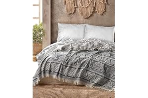 ‎BOHORIA BOHORIA® Premium Tagesdecke 220x240 cm Bali | 100% Baumwolle | Oeko-Tex® | Bettüberwurf Wohndecke Wendedecke Sofadecke mit Muster | extra-groß 220 x 240 cm (Elephant)