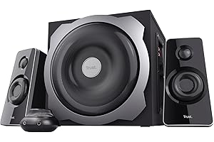 Trust Tytan Enceinte PC 2.1 avec Caisson de Basses, 120 W, Gestion Intelligente de l’Alimentation, Contrôle du Volume Filaire, Speaker pour PC et Ordinateur Portable - Noir