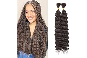 TAOYEMY Deep Wave Bulk Braiding Hair 20 calowych 120g (1 Pack/2 pakiety) Mieszane włosy do pletania włosów syntetycznych przedłużenie włosów (4#, 16 inch)