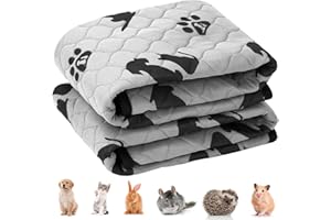 QWORK® Zestaw 2 podkładek dla świnek morskich, królików, psów, małych zwierząt – 4-warstwowe, super chłonne, nadające się do prania i wielokrotnego użytku, z antypoślizgowym spodem