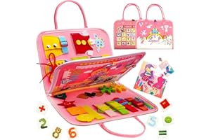 Eagool Busy Board Giochi Montessori 1 2 3 Anni, Gioco Educativo per Montessori 1 Anno, Giocattoli da Viaggio con 9 attività Sensoriale Giochi Bambini 2 Anni