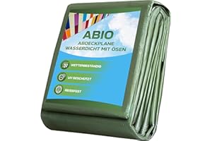 ‎ABIO Abio Abdeckplane 3x4m Grün 90g/m² Wasserdicht Plane mit Ösen Tarp Abdeckplane Gewebeplane Schutzplane Zeltplane Bauplane Garten Holz Gartenmöbel Camping Grün 90g/m² 3x4m