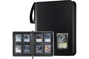 ProCase 4 Pocket Top Loader Binder, Hold 144 Cards in Toploaders -Black | Side Loading Small Book Folder with Clear Window for Pokemon, Trading, Sports Cards Collection TCG, MTG