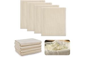 NVIYAM 4 pezzi Garza Alimentare, Filtrante per Alimenti 50 × 50 cm Sacchetti per latte di noci non sbiancati, Cotone Naturale, Microfibra Telo Filtrante Panno per Formaggio,Frutta,Vino,Vapore,Burro