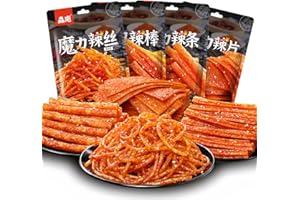 McKona Collations Épicées, 4 Paquets Latiao Sucrés Et Épicés, Collations Épicées Chinoises, Bandes Chaudes Classiques De Bureau, Collation Décontractée(65g×4 paquets)