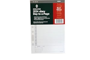 Collins 2024 Dayplanner Organiser Diary Organiser Refill Pad - Desk - Day a Page with Appointments - 2024 Daily Planner Refill
