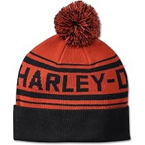 Bonnet Harley-Davidson Combustion Avec Pompon - Noir - Taille Unique Unisexe - Neuf Avec étiquette