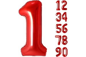 JARTTY Palloncini Numero 1 Rosso Anni Foil 102cm - Palloncino Compleanno 1 - Numeri Gonfiabili Gigante Decorazioni Palloncino Compleanno Festa Femmina Donne