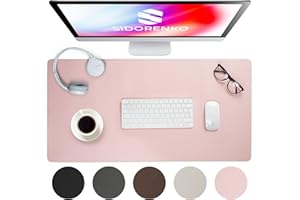 Sidorenko Podkładka na biurko, ze skóry PU, 80 x 40 cm, z przyszytymi krawędziami, antypoślizgowa mata, duża, do pisania, podkładka XXL, pod mysz, mata na biurko, różowa
