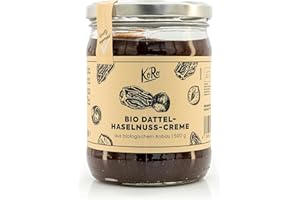 ‎KORO KoRo - Bio Dattel Haselnuss Creme 500 g - Mit Bourbon-Vanille - Mit Dattelsirup gesüßt - Ohne Palmöl - Vegan - Nur vier Zutaten