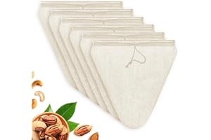 Anhow 6 Pezzi Sacchetto per Latte di Noce in Canapa, a forma di V Riutilizzabili 28 x 30 cm Sacchetto Latte Vegetale Sacchetti per Latte di Mandorla per latte di noci, succo di frutta, vino, caffè, tè