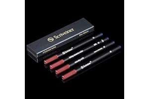 ‎SCRIVEINER Scriveiner Tintenroller Mine Blau Mittel - 4 Rollerball Refill Minen in hervorragender Qualität für Scriveiner Stifte - Sicherheits-Keramikmine M - Schmidt 888