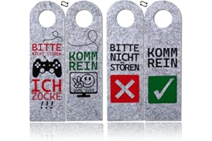XIAONIU Bitte Nicht stören, ich zocke oder komm rein, 2Stück Türanhänger aus Filz, Zocker Geschenk, Gamer Zimmer Deko, Gamer Geschenk, Teenager Jungen Geschenk, Coole Sachen für Jungs (grau)