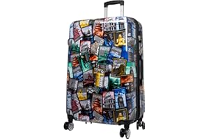 Trendyshop365 großer Reisekoffer Hartschale 77 cm - bunt Motiv Weltreise Rio Athen Paris