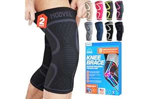 MODVEL Knee Support Compression Sleeve Women & Men - 2 Pack, Running Knee Brace, ACL & Arthritis Pain Relief, Joint Pain, Meniscus Tear, & Every day use (L)