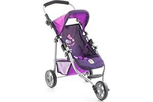 Bayer Chic 2000 - Puppenbuggy Lola, Jogging-Buggy, Puppenjogger, Puppenwagen, Pflaume, lila, 70 x 33 x 62 cm