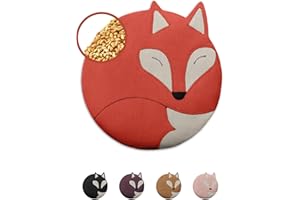 LESCHI Cuscino termico per microonde - In cotone bio con grano biologico - Cuscino riscaldante per dolori mestruali, alla pancia, schiena e zona lombare - Naturale, riutilizzabile - Volpe, rosso