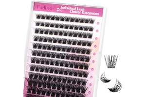‎FADLASH Fadlash Faux Lashes Natural Extension Cluster Lashes 0.07 D Horned 10-16mm Indywidualne rzęsy DIY Lash Applicato Łatwe do nałożenia w domu (J02)