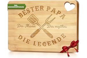 HYGGARTN Vatertagsgeschenk für Papa, Geschenke für Papa, Bambus Schneidebrett Papa Geschenk zum Geburtstag Vatertag bester Papa Vater Geschenke von Tochter Sohn,Schneidebrett Holz Frühstücksbrettchen Brotbrett