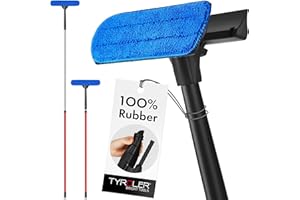TYROLER BRIGHT TOOLS Tyroler 2-in-1 High Window Squeegee | Telescopic Anti-Rust Handle 1.4m-2.3m | 100% Natural Rubber Head | Superior Durability and Protection