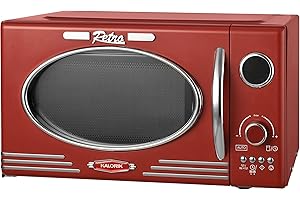 Team Kalorik Four Micro-ondes avec Gril, 23 Litres, Design Rétro, Taille Compacte, 12 Programmes Préréglés, 1000 W, Rouge, TKG MW 2500 DG R