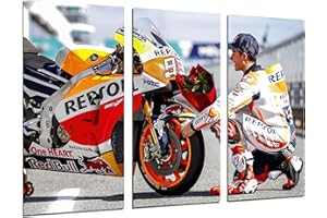 DKORARTE Tableau moderne Photo Moto gp, Marquez, mariage, moto, fleurs, repsol, 97 x 62 cm, réf. 27392