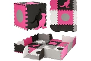SPRINGOS Tapis Puzzle 25 pièces Formes d'animaux Tapis d'apprentissage pour bébés 120 x 120 x 1 cm Mousse EVA Surface antidérapante