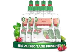 ‎AIR WICK Air Wick Active Fresh – Aeorosolfreier, automatischer Lufterfrischer – Raumduft Juicy Berry & Lime – 4 x 228 ml Nachfüller