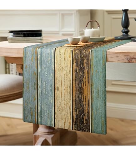 Runner Da Tavolo In Lino Con Stampa Fiori - Decorazione Cucina E Sala Da Pranzo, Lavabile E Idrorepellente - Foto 8