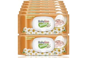 864 Salviette Neonato Babylino Sensitive con delicata profumazione alla Camomilla, formula 98% Naturale che ripristina il PH della pelle, 16 Confezioni con chiusura salva-freschezza