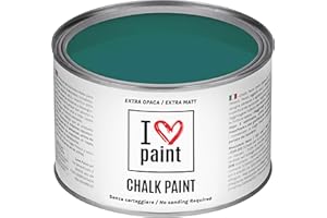 I LOVE PAINT I LOVE CHALK PAINT color Azul Petróleo 375 ml - Pintura a la tiza para muebles, paredes y objetos sin lijado - Sin disolventes ni formaldehído - Pintura para decoración efecto tiza a base de agua