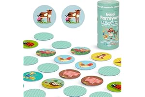 Boppi Pairs Memory Game - Engaging Educational Montessori Matching Game for Toddlers & Kids Age 3 and Up - Farmyard