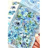 Kolbi Craft 6 Sayfa 60 Adet Şeffaf B&uuml;y&uuml;k Mavi &Ccedil;i&ccedil;ek Sticker Bullet Journal Scrapbook Laptop Ajanda Planlayıcı