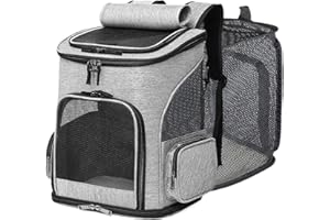 IREENUO Cat Backpack Carrier - Expandable Mesh Breathable Foldable Pet Travel Bags for Small Dogs Cats