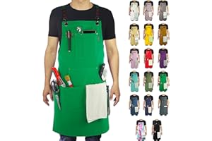 Stenffy Kitchen Apron, Cotton Canvas, Adjustable Cross Back, Artist, Painting, Carpenter Work Apron for Men, Women, Plus Size