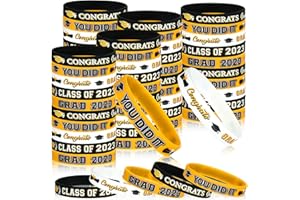 THREAN Silikon-Armbänder, Klasse 2023, Abschlussgeschenke, Glückwunsch, Partyzubehör für Abgänger, Geschenke für Schüler von Lehrern, Schwarz und Gold, 50 Stück
