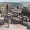 JARDIN DE CENTENNIAL Patio Bistro Set.Rust-Resistant Cast Aluminum Bistro Table Set with Umbrella Hole for Backyard (Crown Copper)